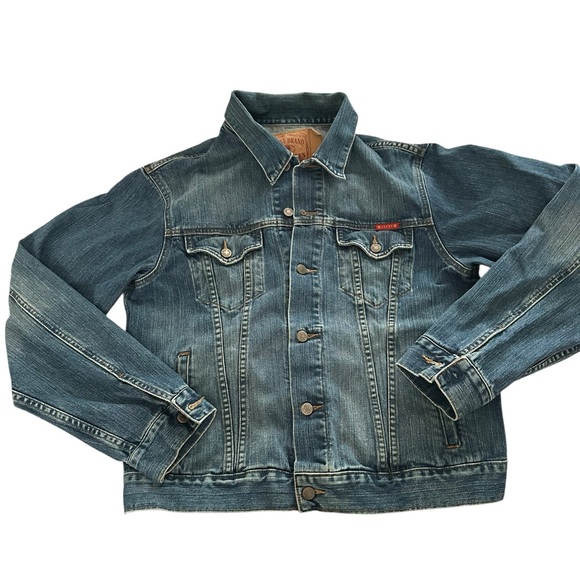 * LUCKY BRAND MENS DUNGAREES DENIM JACKET. BLUE. SIZE Large EUC - Picture 2 of 15